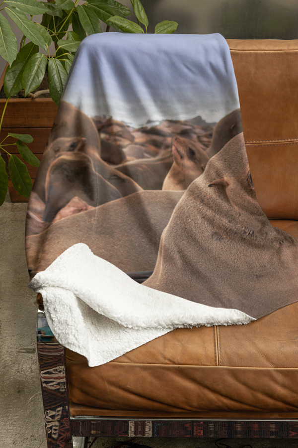 Fleecedeken Zeehonden , 96x146cm, Polyester Sherpa - Afbeelding 3
