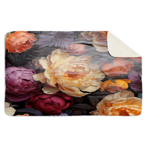 Fleecedeken pioenrozen, 96x146cm, Polyester Sherpa, FD2025016