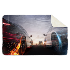 Fleecedeken Racing cars, 96x146cm, Polyester Sherpa, deken met print