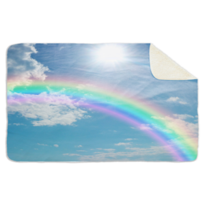 Fleecedeken Regenboog blauw, FD2023311,96x146cm, Polyester Sherpa, deken met print