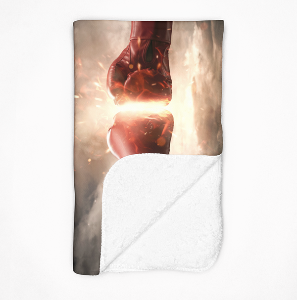 Fleecedeken Boksen , 96x146cm, Polyester Sherpa, deken met print - Afbeelding 3