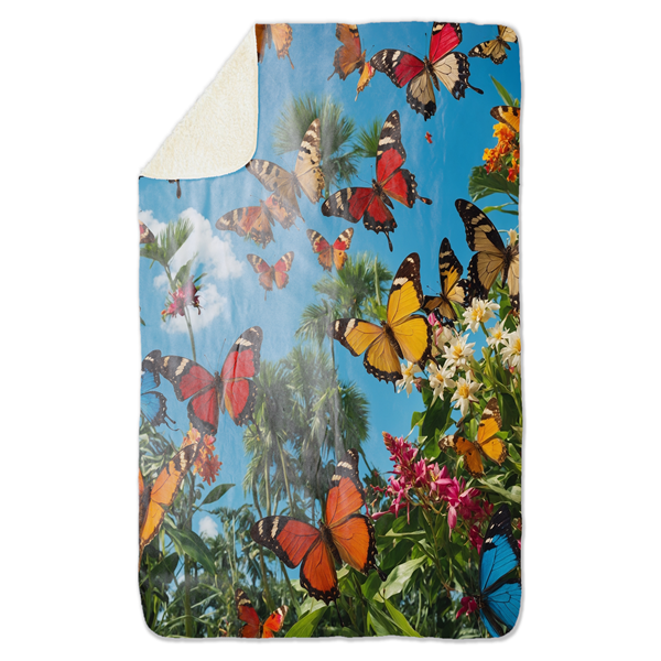 Fleecedeken Vlinders, 96x146cm, Polyester Sherpa