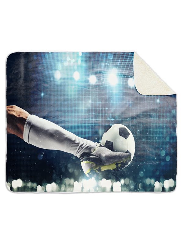 Fleecedeken Voetballer in stadion, 96x146cm, Polyester Sherpa
